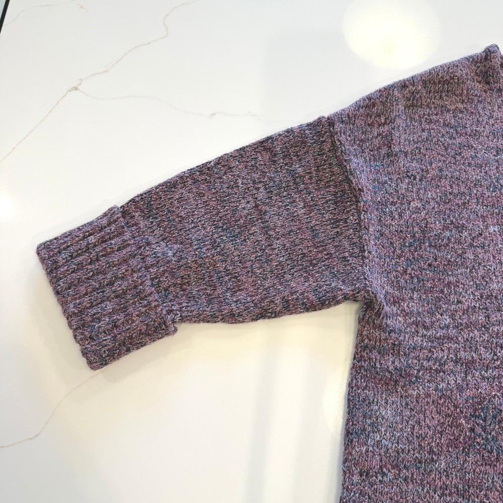 J. Jill Purple Heathered Knit Sweater 1X EUC 3/4 Sleeve Crew Neck Plus Size - Picture 2 of 8